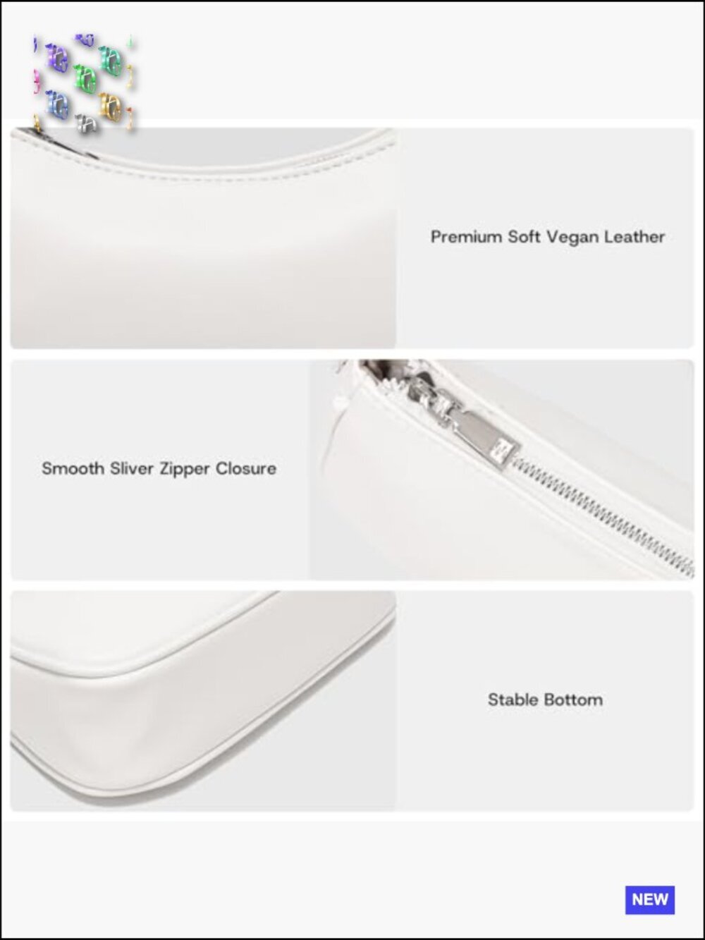 Crescent Shoulder Bag Vegan Leather Y2K Mini Purse Trendy Chic Everyday - Picture 4 of 7
